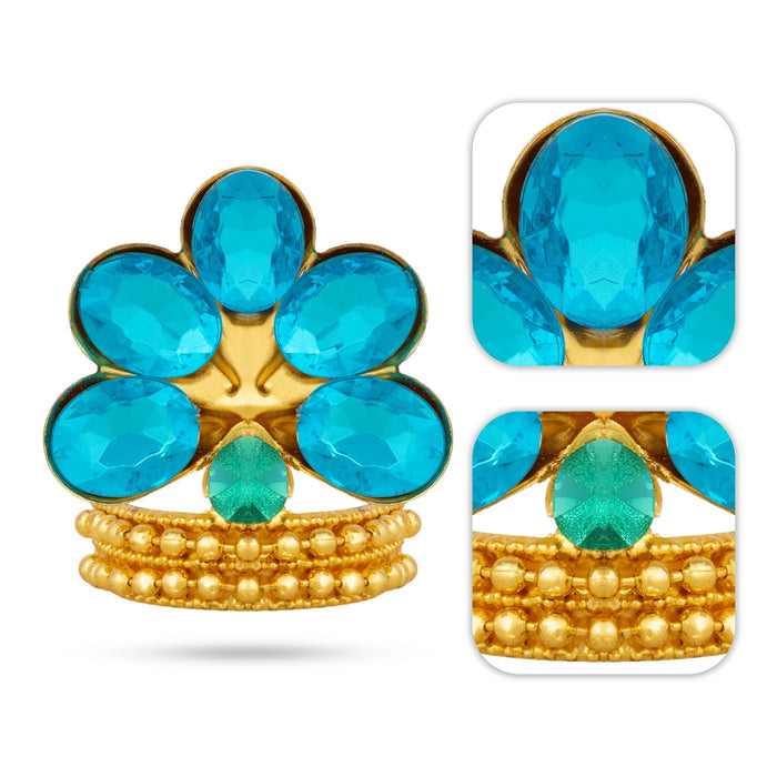 Imitation Mukut - 1.25 x 1 Inches | Floral Stone Crown for God / Decorative Deity Mukut for Pooja & Temple