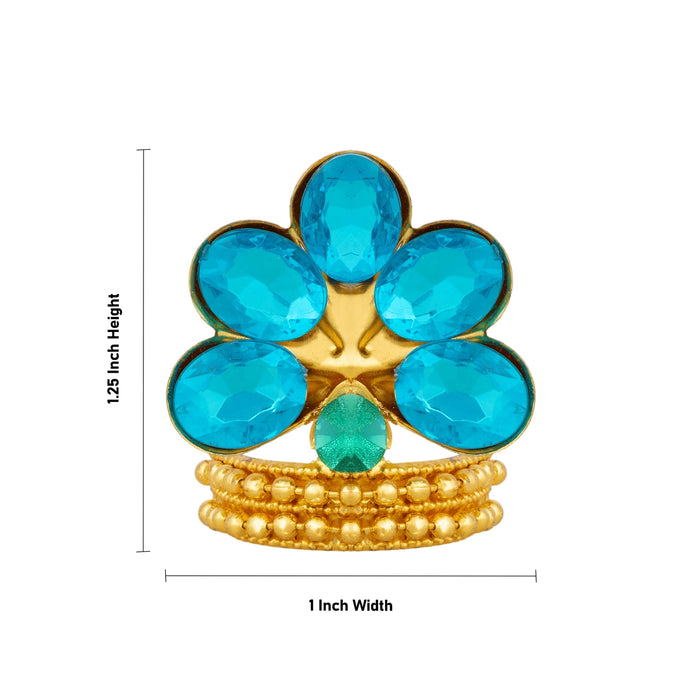 Imitation Mukut - 1.25 x 1 Inches | Floral Stone Crown for God / Decorative Deity Mukut for Pooja & Temple