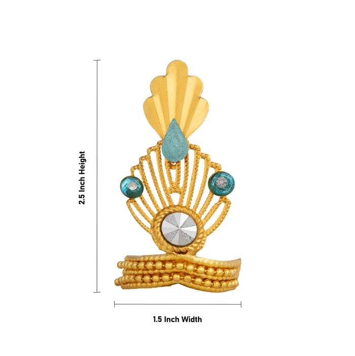 Imitation Crown - 2.5 x 1.5 Inches | Deity Mukut with Stone/ God Kireedam for Temple Decoration