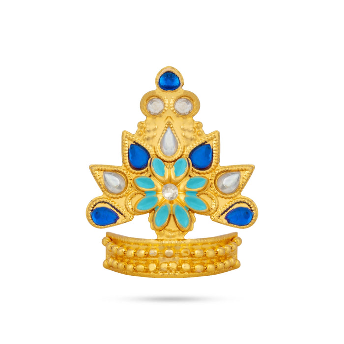 Kiritam - 1.75 x 1.25 Inches | Floral Stone Design Deity Crown/ God Mukut for Pooja Decoration