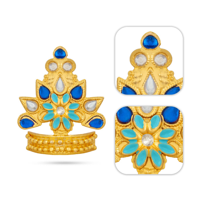 Kiritam - 1.75 x 1.25 Inches | Floral Stone Design Deity Crown/ God Mukut for Pooja Decoration