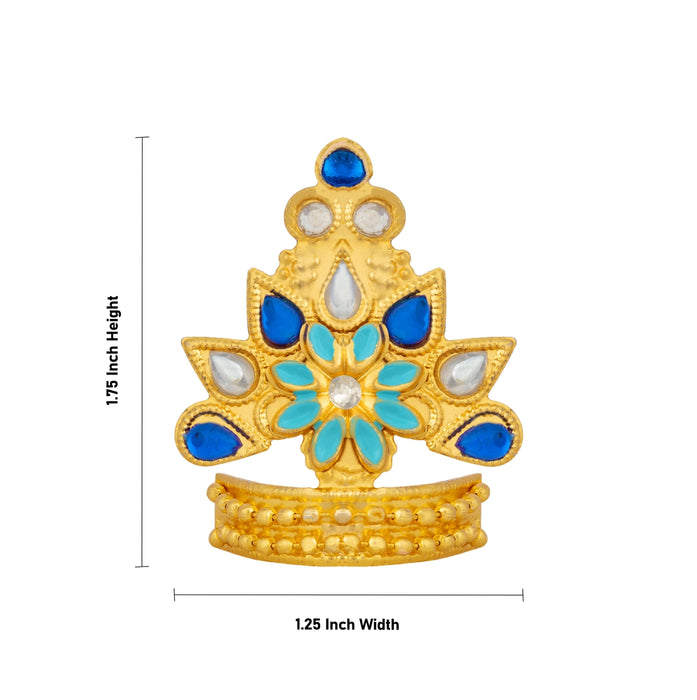 Kiritam - 1.75 x 1.25 Inches | Floral Stone Design Deity Crown/ God Mukut for Pooja Decoration