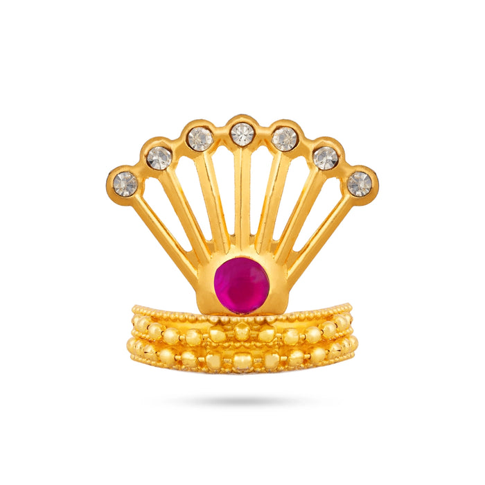 Imitation Mukut - 1.25 x 1.25 Inches | Stone Crown/ God Kiridam/ Multicolour Kireedam for Deity Alangaram
