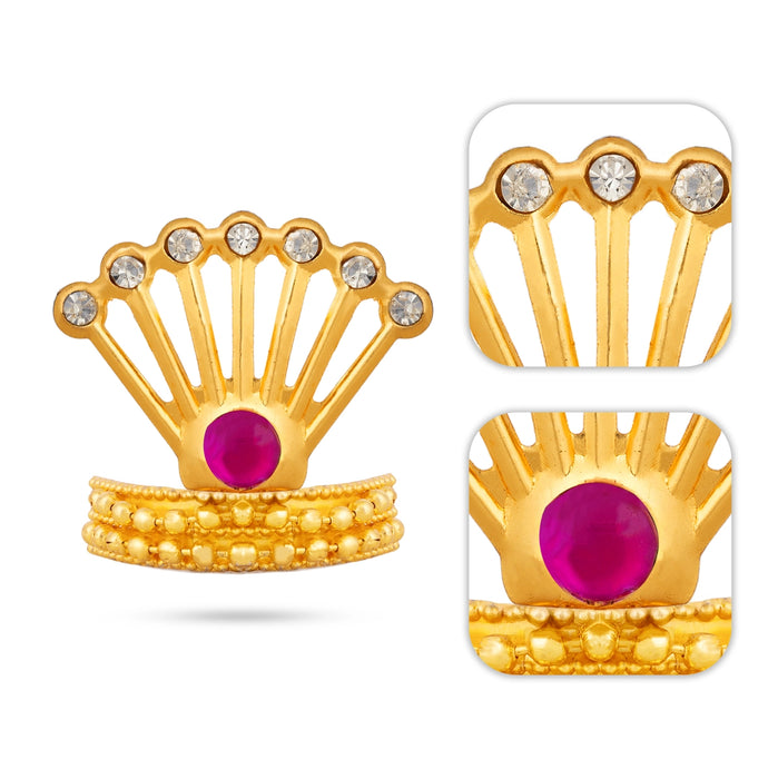 Imitation Mukut - 1.25 x 1.25 Inches | Stone Crown/ God Kiridam/ Multicolour Kireedam for Deity Alangaram