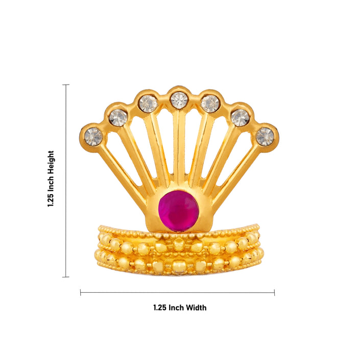 Imitation Mukut - 1.25 x 1.25 Inches | Stone Crown/ God Kiridam/ Multicolour Kireedam for Deity Alangaram