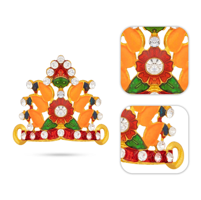 Deity Mukut - 1 x 1 Inches | God Crown/ Stone Work Deity Crown / Swamy Head Accessory For Pooja & Temple