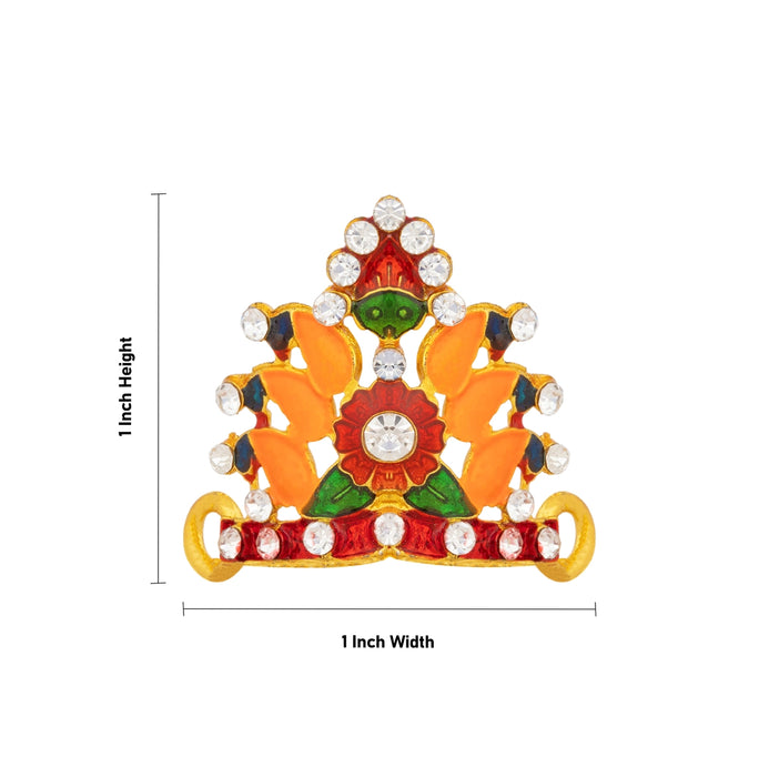 Deity Mukut - 1 x 1 Inches | God Crown/ Stone Work Deity Crown / Swamy Head Accessory For Pooja & Temple