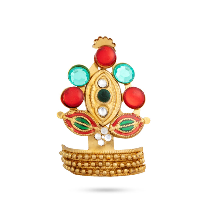 Imitation Crown - 2.25 x 1.5 Inches | Elegant Multicolour Stone Kireedam/ Floral Mukut for Deity Alangaram