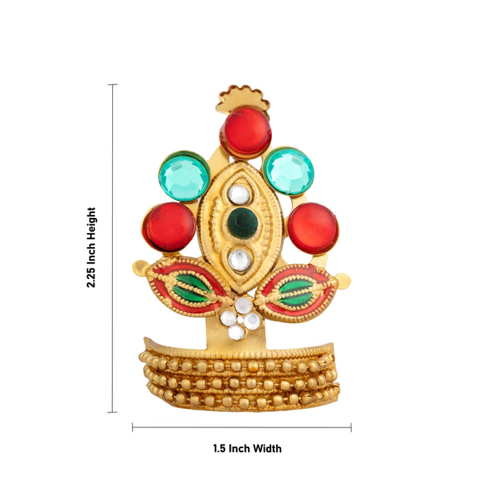 Imitation Crown - 2.25 x 1.5 Inches | Elegant Multicolour Stone Kireedam/ Floral Mukut for Deity Alangaram