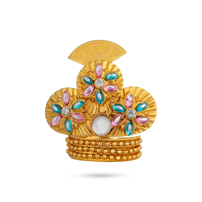 Imitation Mukut - 2 x 2 Inches | Elegant Floral God Crown/ Temple Kireedam for God Decoration