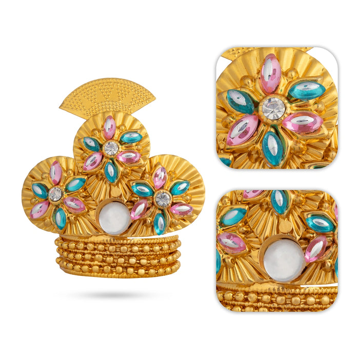 Imitation Mukut - 2 x 2 Inches | Elegant Floral God Crown/ Temple Kireedam for God Decoration