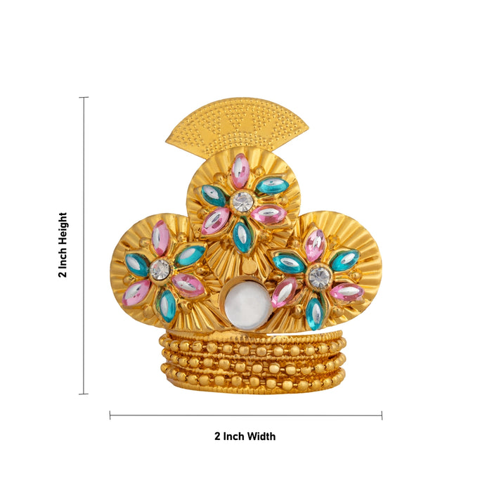 Imitation Mukut - 2 x 2 Inches | Elegant Floral God Crown/ Temple Kireedam for God Decoration