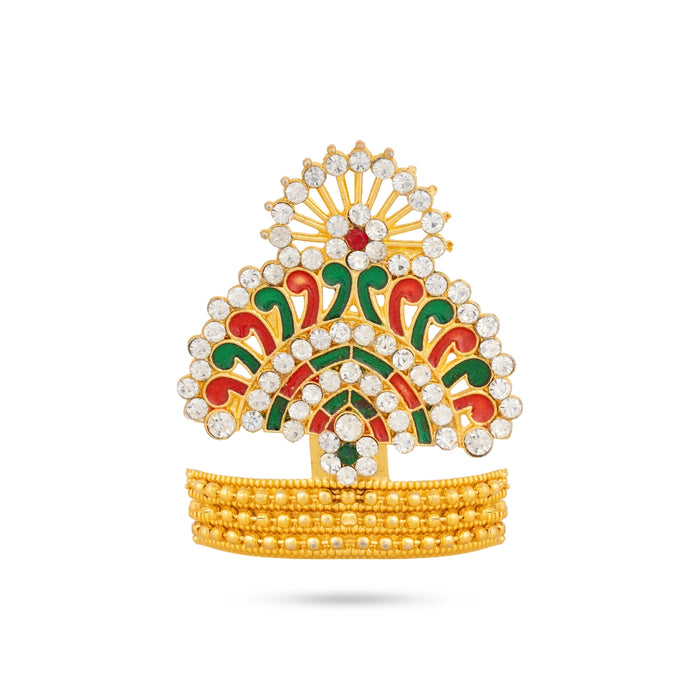 Mukut - 2.25 x 1.5 Inches | Decorative Stone Temple Crown/ Imitation God Kiritam for Pooja Decoration