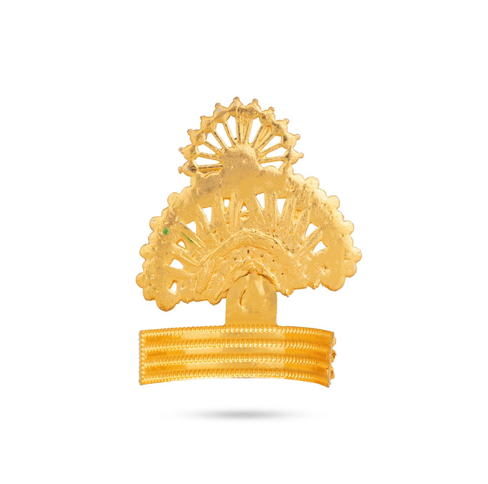 Mukut - 2.25 x 1.5 Inches | Decorative Stone Temple Crown/ Imitation God Kiritam for Pooja Decoration
