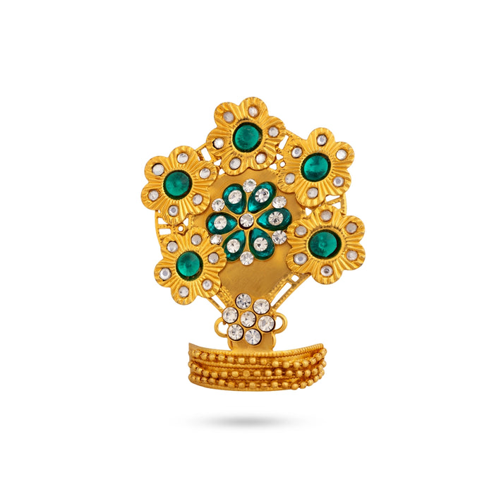 Imitation Kireedam - 3 x 2.5 Inches | Floral Stone Deity Crown/ God Mukut for Temple Decoration