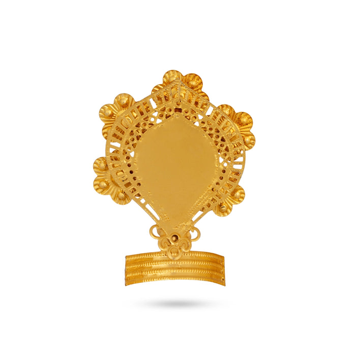 Imitation Kireedam - 3 x 2.5 Inches | Floral Stone Deity Crown/ God Mukut for Temple Decoration
