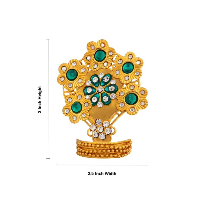 Imitation Kireedam - 3 x 2.5 Inches | Floral Stone Deity Crown/ God Mukut for Temple Decoration