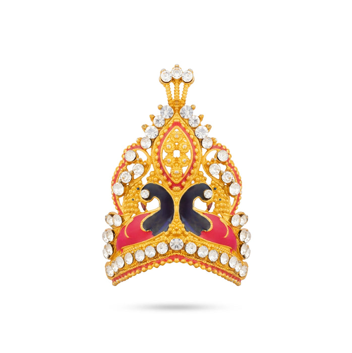 Imitation Mukut - 2 x 1.25 Inches | Stone Kiridam/ Peacock Design Deity Crown / Swamy Head Alangaram Accessory