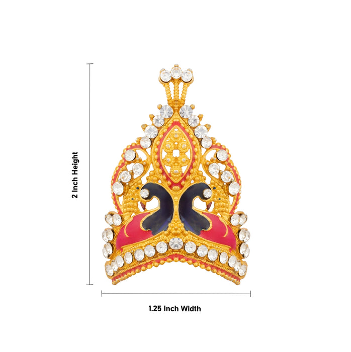 Imitation Mukut - 2 x 1.25 Inches | Stone Kiridam/ Peacock Design Deity Crown / Swamy Head Alangaram Accessory