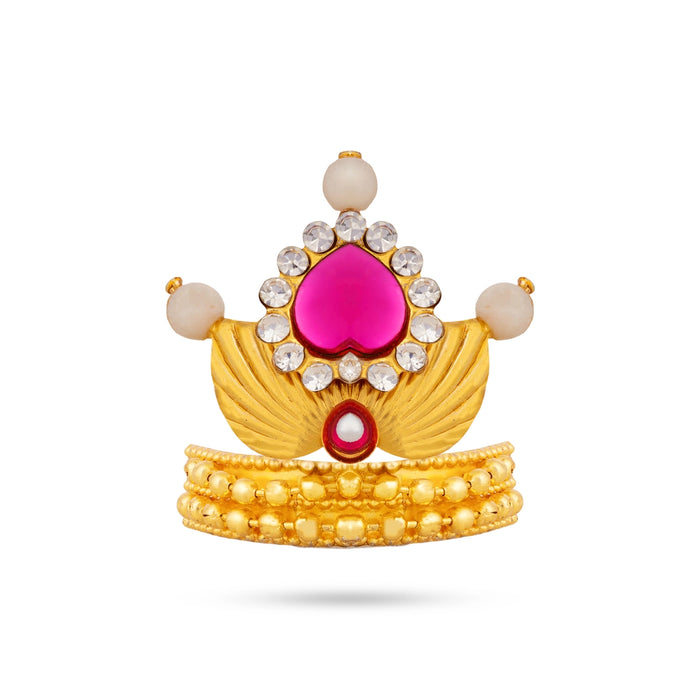 Imitation Mukut - 1.75 x 1 Inches | Stone Kiridam/ God Crown/ Multicolour Kireedam for Deity Decor