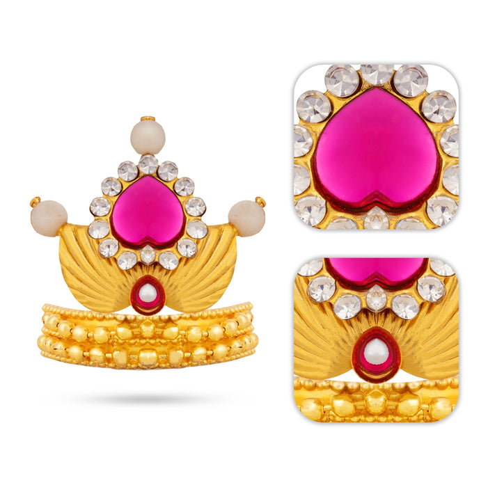 Imitation Mukut - 1.75 x 1 Inches | Stone Kiridam/ God Crown/ Multicolour Kireedam for Deity Decor