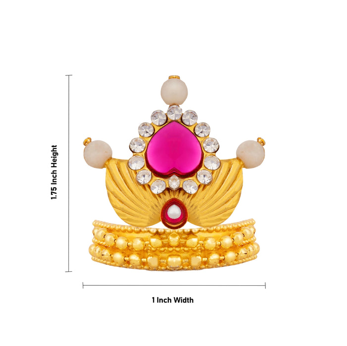 Imitation Mukut - 1.75 x 1 Inches | Stone Kiridam/ God Crown/ Multicolour Kireedam for Deity Decor