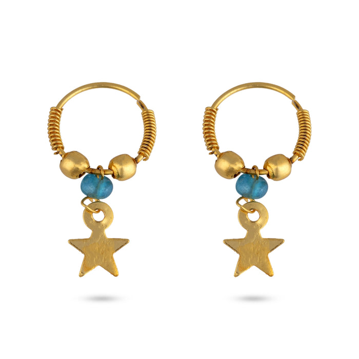 Star Charm Kundal - 0.75 x 0.5 Inches | Gold Finish Ear Accessory/ Ear Jewelry for Deity Decoration