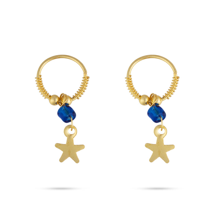Gold Finish Star Kundal - 1 x 0.5 Inches | Elegant goddess Earrings/ Ear Ornament for Deity Adornment