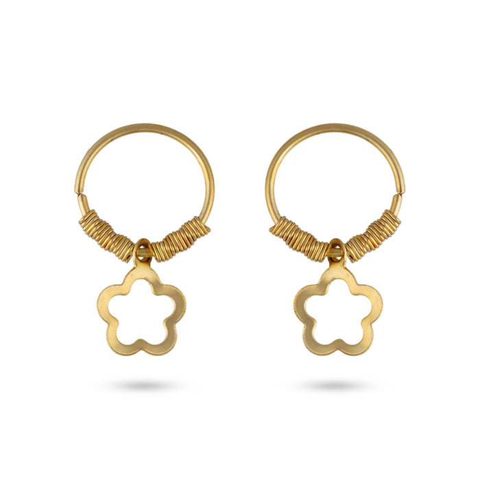 Decorative Flower Kundal - 0.75 x 0.5 Inches | Traditional Ear Ornament/ Gold Finish Earring for Deity Alangaram