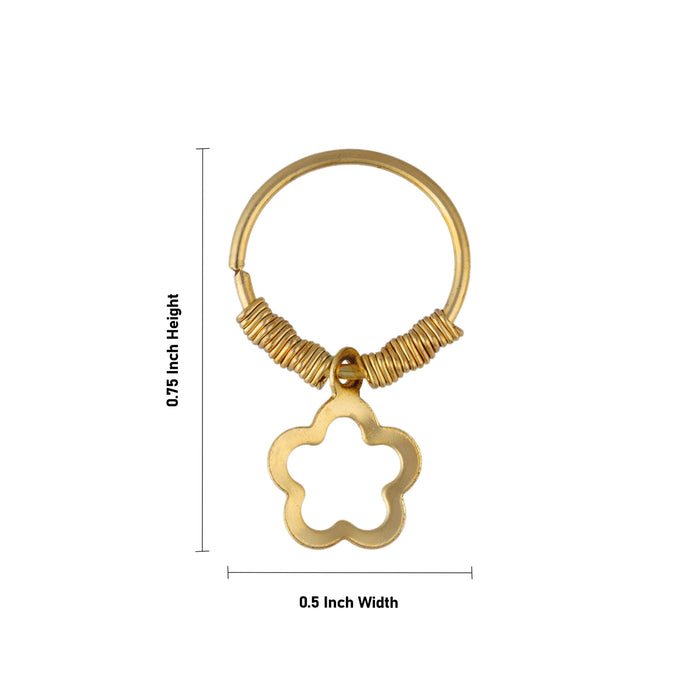 Decorative Flower Kundal - 0.75 x 0.5 Inches | Traditional Ear Ornament/ Gold Finish Earring for Deity Alangaram