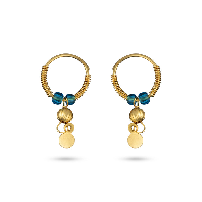 Beaded Kundal - 1 x 0.5 Inches | Gold Finish Ear Ornament/ Ear Jewelry for Deity Decor