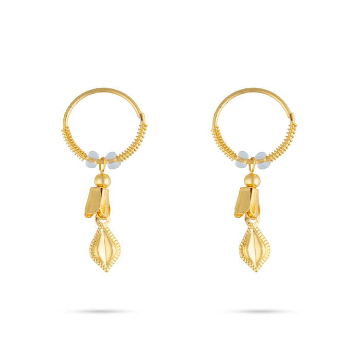 Gold Finish Leaf Kundal - 1 x 0.5 Inches | Deity Ear Ornament/ Ear Accessory for Krishna Idol Decoration