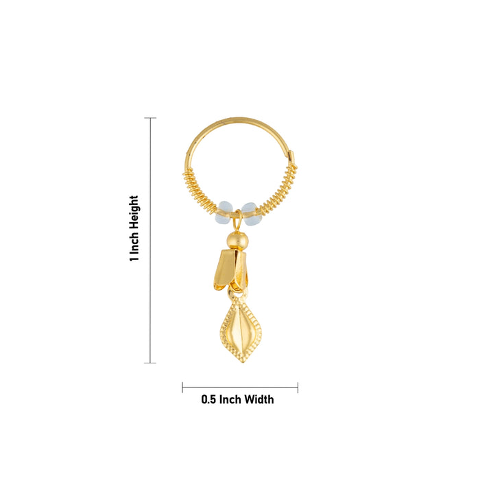 Gold Finish Leaf Kundal - 1 x 0.5 Inches | Deity Ear Ornament/ Ear Accessory for Krishna Idol Decoration