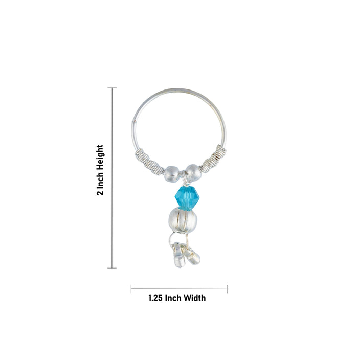 Silver Finish Kundal - 2 x 1.25 Inches | Crystal Drop Ear Jewellery/ God Idol Ear Ornament Ffor Deity Decoration