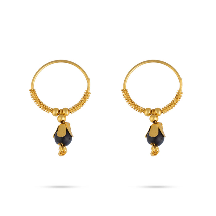 Kundal - 1 x 0.5 Inches | Black Bead Ear Ornament/ Decorative Deity Jewellery for Krishna & Radha
