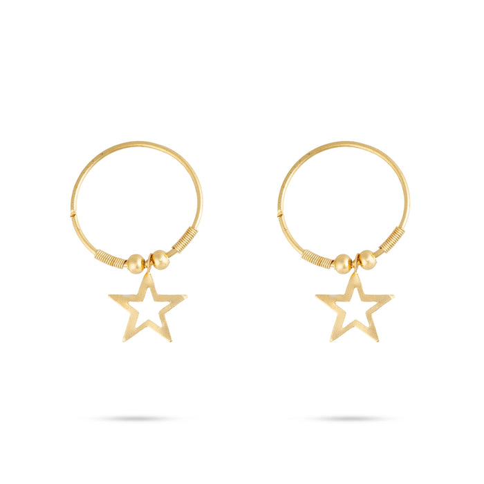 Star Design Kundal - 1.25 x 1 Inches | Gold Finish Deity Ear Ornament / Ear Accessory for Deity Decor