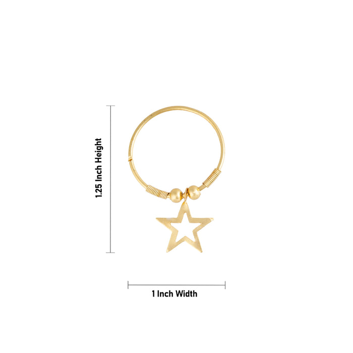Star Design Kundal - 1.25 x 1 Inches | Gold Finish Deity Ear Ornament / Ear Accessory for Deity Decor