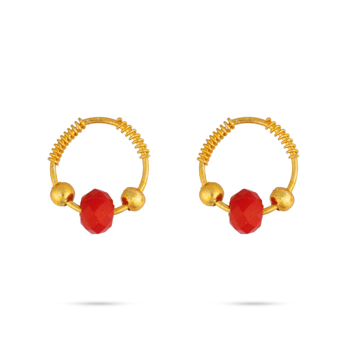 Bead Design Kundal - 0.5 x 0.5 Inches | Deity Ear Accessory/ Gold Finish Ear jewellery for god