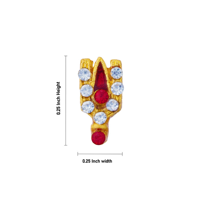 Stone Vishnu Tilak - 0.25 x 0.25 Inches | Gold plated metal V Shape Perumal Namam/ Stone Namam for Deity