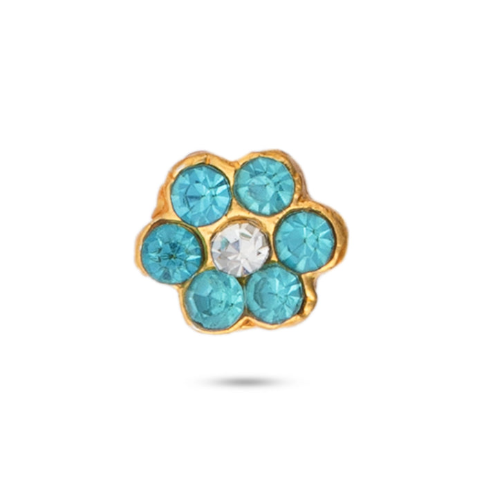 Stone Bindi - 0.25 x 0.25 Inches | Multicolour Stone Pottu/ Tikka With Stone/ Stone Tilak for Deity