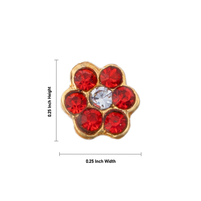 Stone Bindi - 0.25 x 0.25 Inches | Multicolour Stone Pottu/ Tikka With Stone/ Stone Tilak for Deity