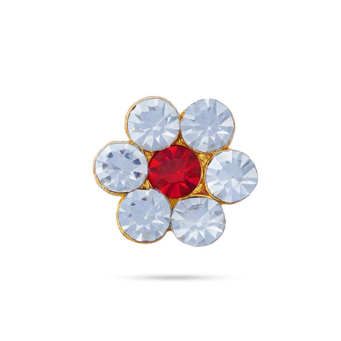 Stone Tilak - 0.75 x 0.5 Inches | White & Red Stone Amman Pottu/ Stone Bindi/ Stone Tikka for Deity