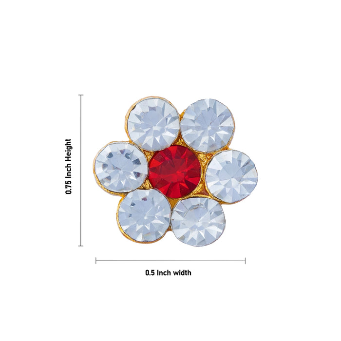 Stone Tilak - 0.75 x 0.5 Inches | White & Red Stone Amman Pottu/ Stone Bindi/ Stone Tikka for Deity