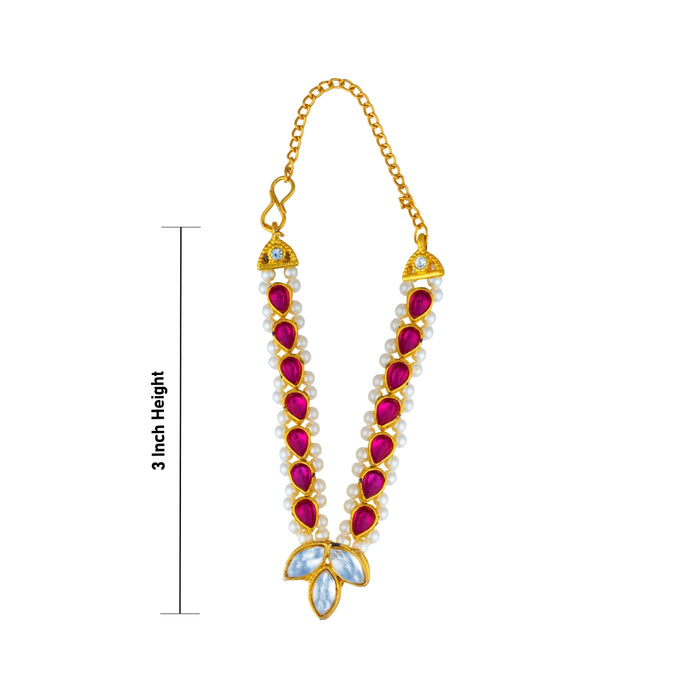 Moti Mala - 3 Inches | Artificial Jewellery / Pearl With Stone Design Mala for Deity Decoration