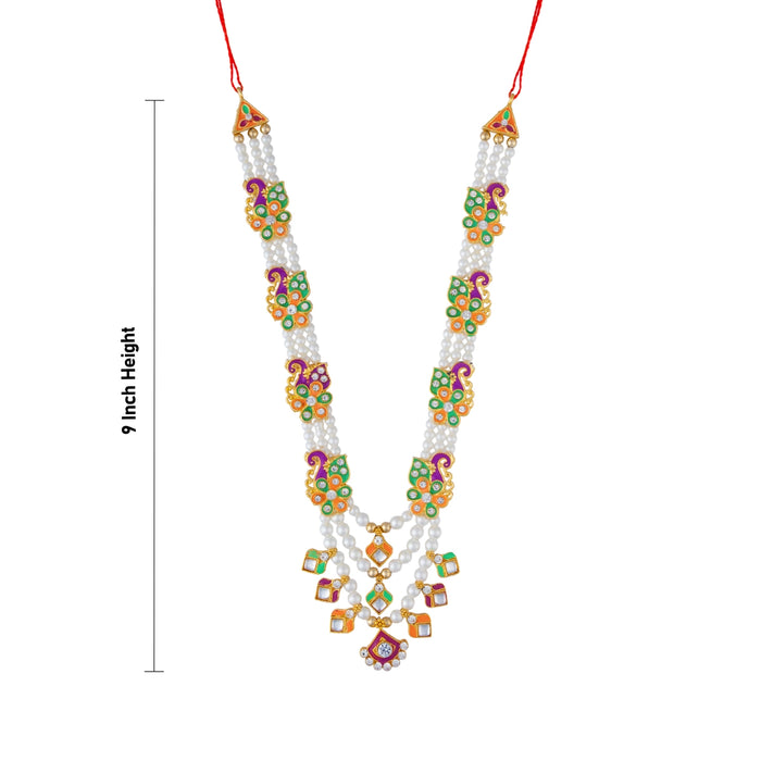 Moti Mala - 9 Inches | 3 Line/ Pearl & Stone Necklace/ Artificial Jewellery/ Stone Garland