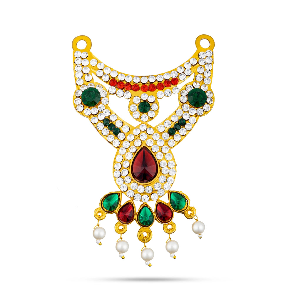 Stone Necklace - 4.75 x 4 Inches | Multicolour Stone Jewellery/ Artificial Jewellery for Deity