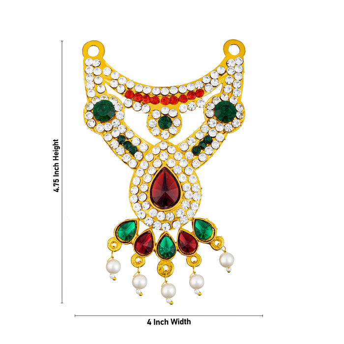 Stone Necklace - 4.75 x 4 Inches | Multicolour Stone Jewellery/ Artificial Jewellery for Deity