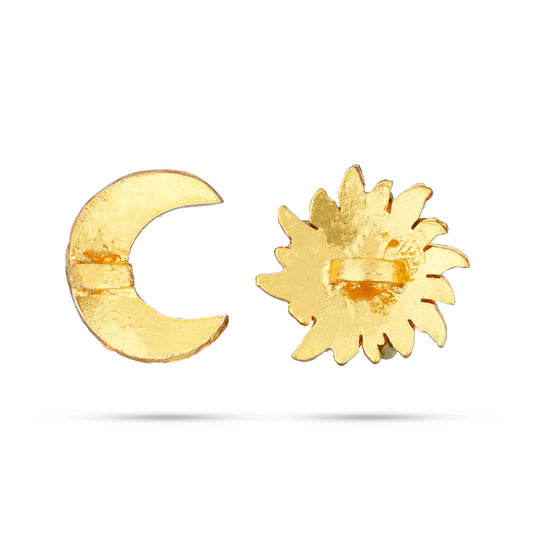 Stone Sun And Moon Pair - 0.75 x 0.5 Inch | Multicolour Stone Sun Moon/ Hair Accessories for Deity - Head & Face Accessories
