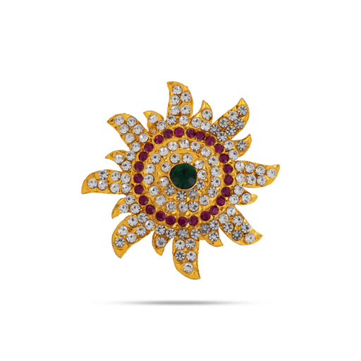 Stone Sun And Moon Pair - 2.5 Inches | Multicolour Stone Sun Moon/ Hair Accessories for Deity - Head & Face Accessories