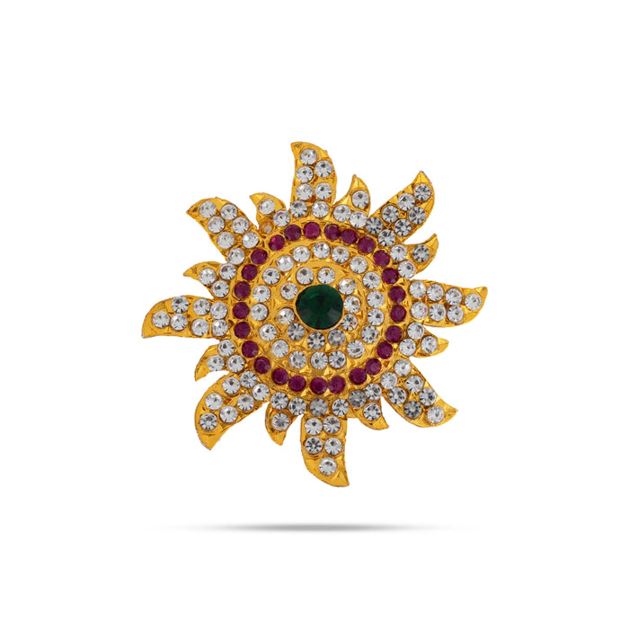 Stone Sun And Moon Pair - 2.5 Inches | Multicolour Stone Sun Moon/ Hair Accessories for Deity - Head & Face Accessories